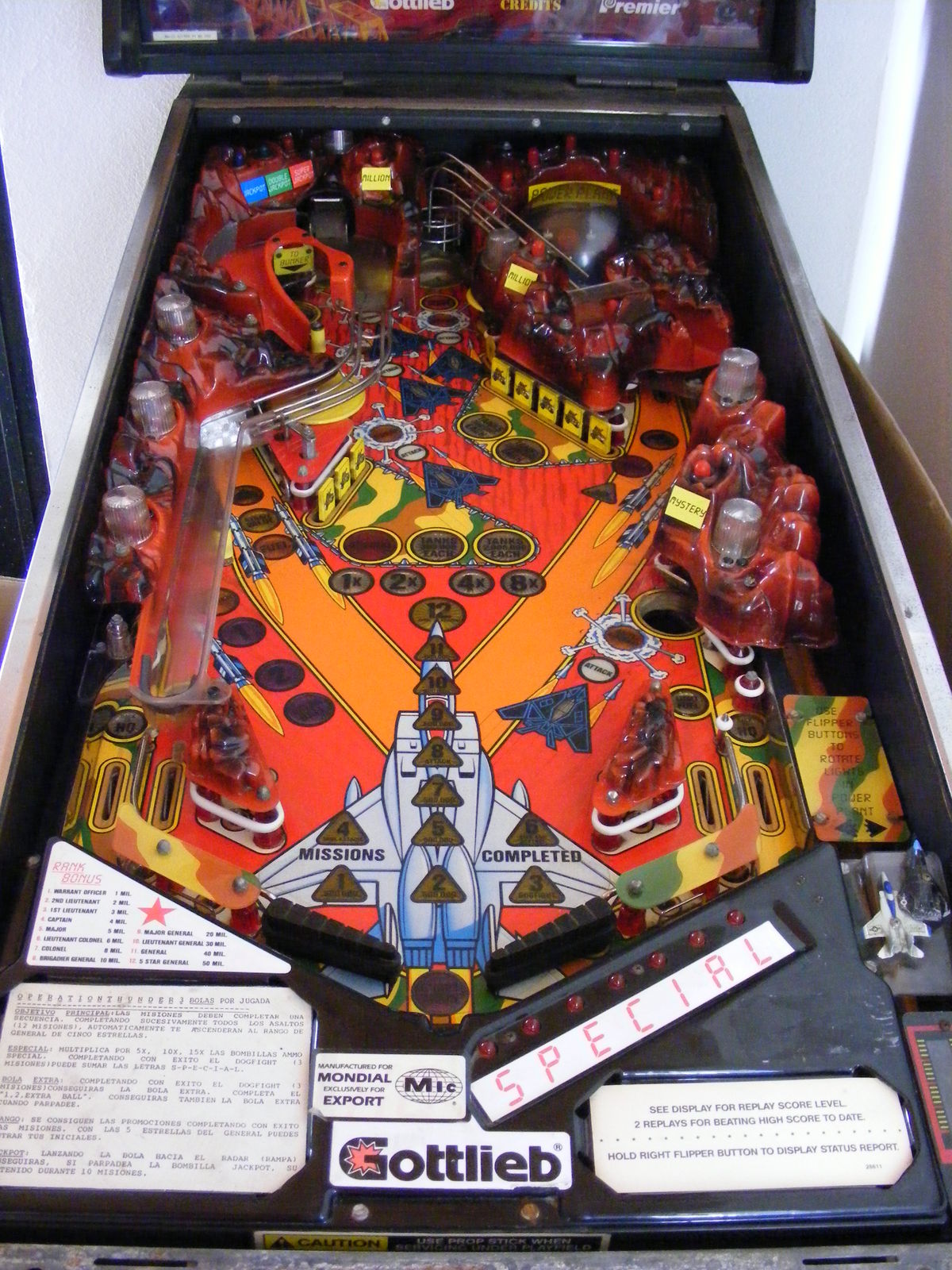 Operation Thunder pinball machine